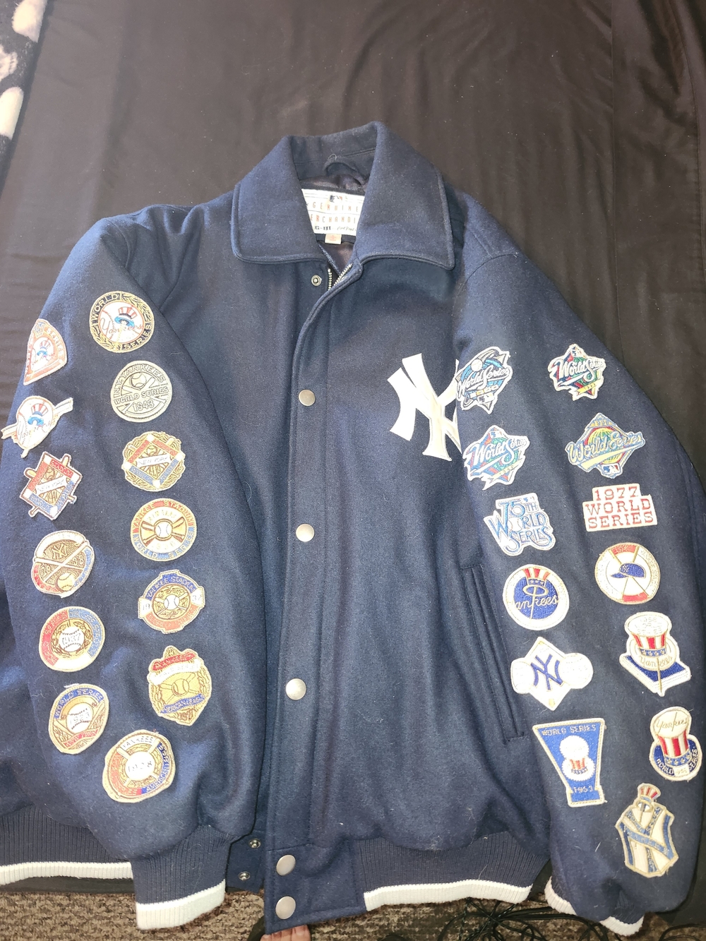 New York Yankees 26 Time World Champions Patch-Embroidered Wool Varsity Jacket